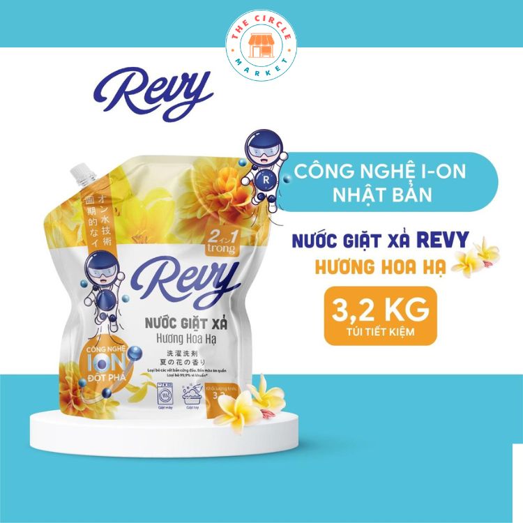 Nước giặt xả 2 trong 1 Revy Hương Hoa Hạ Túi tiết kiệm 3.2 Kg