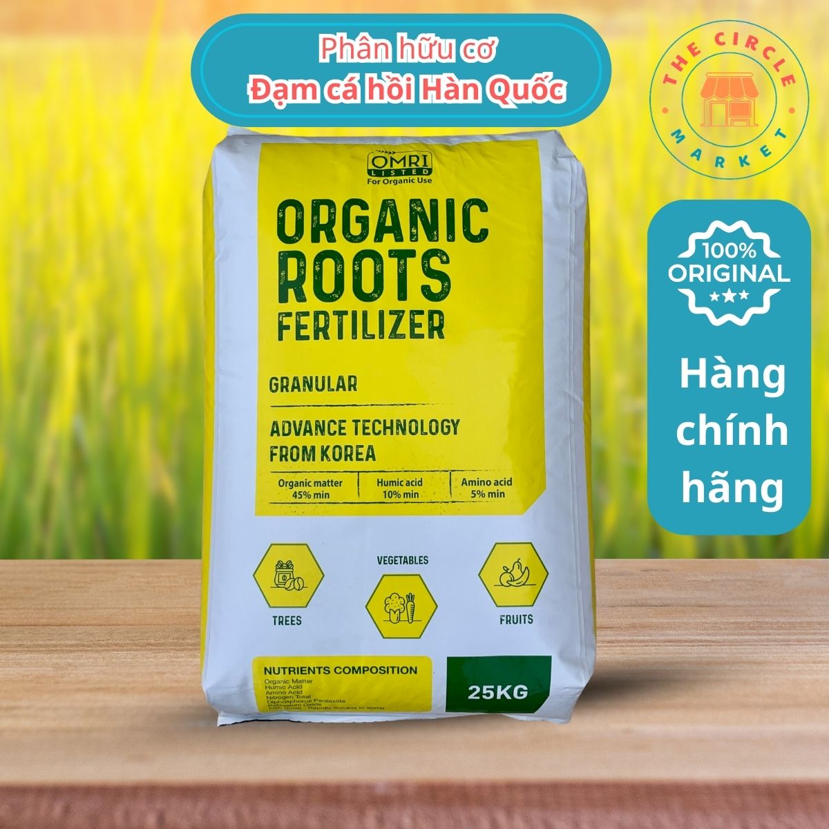 Phân bón hữu cơ đạm cá hồi OMRI dạng viên Hàn Quốc (25kg)